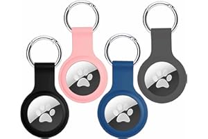 RKINC Airtag Case for AirTags Holder 2021[4 Pack], Keychain AirTag Case with Anti-Lost Key Ring, Soft Silicone Anti-Scratch Lightweight Protective Skin Cover for Air Tag Finder Keychain (Combo 01)