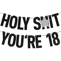 "Bruh I'm 18" Black Glitter Banner - Happy 18th Birthday Party Decorations For Boys & Girls