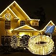 Goodern Eid Ramadan Solar Rope Lights Waterproof 12M 100 LED Garden String Lights with 8 Lighting Modes Mubarak PVC Tube Lights DIY Tree Lights for Islamic Muslim Party Garden Patio Decor-Warm White
