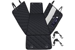 DPWEION Dog Car Seat Cover with Mesh Window & Side Protection,100% Waterproof Nonslip Durable Back Seat Dogs Hammock for Cars/Trucks/SUV,Scratchproof Backseat Protector(Universal Size,137 x 148cm)