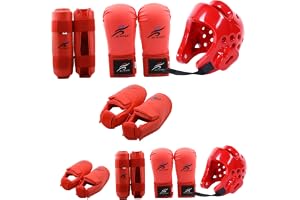 Sparring Gear Protective, Karate Sparring Gear skyddande polyester Taekwondo inkluderar 1 st hjälm, 1 par handskar och 1 par benskydd, även för cykling, kampsport och mer
