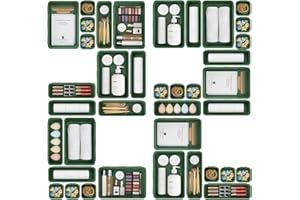 A-LuGei ‎22 pièces Armée Verte Organisateur Tiroir Rangement et Organisation de Cuisine, Boite Rangement Plastique Maquillage, Rangement Bureau Organisateur, Caisse a Outil Coffre Rangement