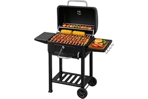 SUNLIFER Large BBQ Charcoal Grill Outdoor: Barbecue and Smokers Barrel Oil Drum Grill for Garden Backyard Cooking