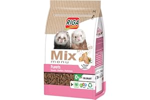Riga - Menu Mix pour Furets - Mix vitaminé - Croquettes Au Poulet - Riche en Vitamines Et Minéraux - sans Colorant - Sain Et Équilibré - 750G