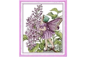 Cleana Arts Punto de Cruz Kits, Hada de las flores, 14CT, 31CM x 36CM