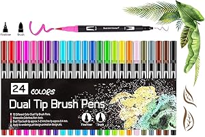 ‎ARIEL-GXR ariel-gxr Filzstifte,Dual Brush Pen Set,24 Farben Marker Set,Filzstifte Kinder Dicke und Dünne für bildschöne Aquarell Watercolor Effekte und Hand-Lettering Kalligraphie Zeichnung