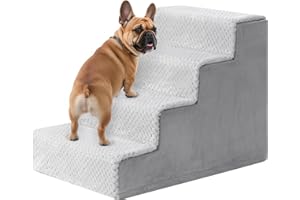 KSIIA Schody dla małych psów o wysokości 44 cm, ze zdejmowanym pokrowcem nadającym się do prania, dla starych kotów, psów, antypoślizgowe, na łóżko, sofę, szare