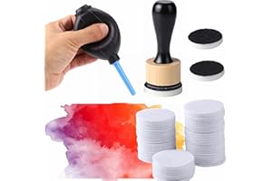 Briartw - Mini applicatore per soffiatore di inchiostro con 50 feltri, set di ricambio per album di ritagli, pittura, disegno, arte, manico e strumenti per goffratura
