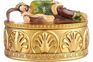 QIANLING Caja de rosario con figura de San José dormido - Regalo católico especial, estatuilla coleccionable para devotos, ideal para altar, hogar y capilla, decoración religiosa y almacenamiento de rosarios