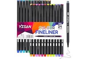 YISAN Penne Fineliner, Set di Penne Fineliner,Pennarelli Punta fine 24 Colori per Mandala, Bullet Jurnal,70023