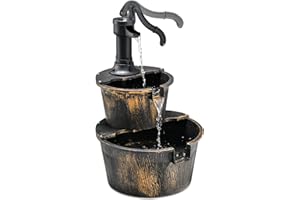 SOARS Fontana da Giardino a 2 Livelli con Pompa e Flusso d'Acqua Regolabile, Design in PP, per Interni ed Esterni, Decorazione per Balcone e Terrazza