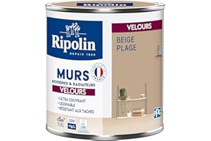 RIPOLIN - Peinture Intérieure Multi-Supports – Murs, Boiseries & Radiateurs – Ultra couvrante - Monocouche - Confort d'application - Aspect Velours - Beige Plage - 0,5L