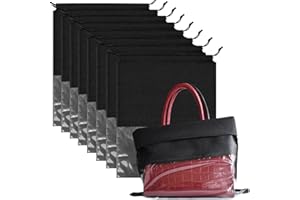 Mezeic 8PCS Dust Bags for Purses Jumbo Travel Shoe Bags Handbags Storage Organizer Clear Window Dustproof Drawstring Bag Storage Pouch for Women Men - Black, 60 x 50cm