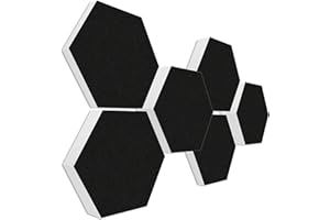 platino24 3D-Set Schallabsorber Colore aus Basotect G+ mit Akustikfilz, 6 Waben in Schwarz je Ø30cm, Verbesserung der Raumakustik