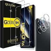 QULLOO Screen Protector for Xiaomi Poco F6 5G, 2 Pieces Tempered Glass and 2 Pieces Camera Lens Protector, 9H Hardness Ultra
