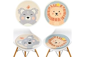 YIBANG Set di 2 cuscini rotondi per bambini, motivo: animali dei cartoni animati, rotondi, 30 x 30 cm, seduta morbida, in feltro, rotondi, per bambini, decorazione
