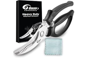 GUSTO COHERENCE Heavy Duty Poultry Shears - Sharp Home Cooking Kitchen Scissor with Safety Lock & Hang Hole, Stainless Steel with Anti-Slip Handle for Cutting Food, Chicken, Bone, Meat, Fish, Vegetable, Herb