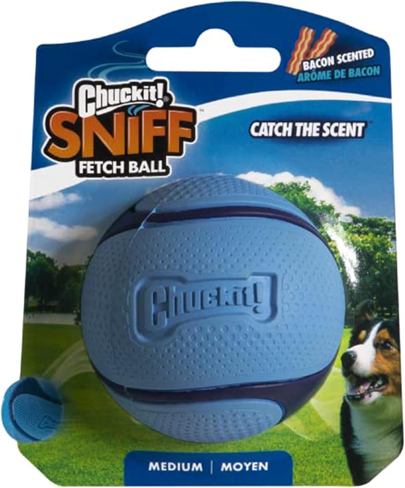 Chuckit! Sniff Ball Köpek Oyuncağı, Dayanıklı Yüksek Sıçrama Pastırma Kokulu Kauçuk Köpek Topu Getirme Oyuncağı, Orta, 1 Paket