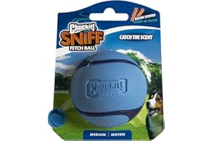 CHUCKIT! Chuckit - Pelota de Rastreo con Aroma a Bacon para Perros - Robusta y de Núcleo Grueso - Tamaño Mediano - 6,5 cm