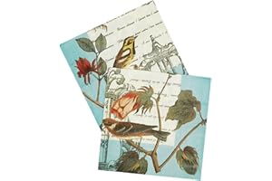 ZELTEN 20 serviettes en papier de couleur avec un motif vintage, idéales pour les dîners, les fêtes de thé, les fêtes de douche ou la décoration par découpage.(Birds & Magnolia Liliflora Desr)