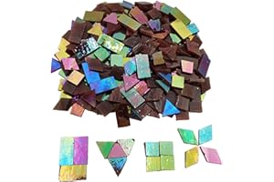 ANKTILY Piastrelle per mosaico in vetro iridescente, 200 g, 270 pezzi, 4 forme miste, in vetro colorato, forniture per mosaici, quadrati/triangoli/rettangoli/rombi (marrone)