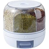 Wisecoco Rotating Grain Dispenser, Rotating Vegetable Dispensers, 6 Grids Cereal Dispensers Breakfast 360° Rotatable with Rem