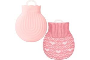 HALINUIA Bottiglia d'acqua calda piccola da 240 ml con custodia, mini sacchetti in silicone con manicotto rimovibile per sollievo dal calore, vita, schiena, collo, dolore alle spalle, regalo per bambini, donne