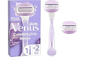 Gillette Venus Comfortglide Breeze Rasoir, 1 Manche, 2 Recharges De Lames, À 3 Lames, Rasage En Douceur