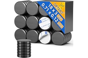 Grtard 20 Pack Ceramic Magnets for Crafts, Small Round Disc Crafts Magnets with Adhesive Backing, Flat Circle Ferrite Industrial Magnet for Craft, DIY, Science, Hobbies, Project, 0.71inch x 0.12inch