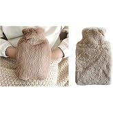 SICAK SU TORBASI YAN CEPLİ BEJ PELUŞ TERMOFOR 27x17x2cm 750ml