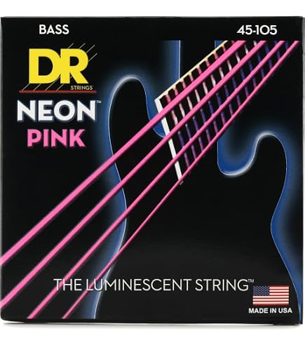 DR Strings NRB-45 – Cordes Basse Électrique Neon Red Fluo Ultra-Bright 45-105 – Son Puissant & Look Scénique Explosif !