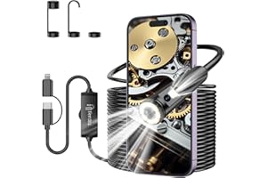 Ferdiiz Endoscopio per Smartphone, 1920P HD Telecamera Endoscopica a Doppia Lente con 8+1 LED, Sonda Telecamera Impermeabile IP67, Telecamera Ispezione Tubi per Android e iOS senza WiFi - 32,8 ft/10 m