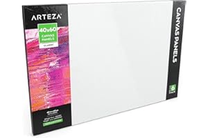 Arteza 40x60 cm Blank Canvas Board Panels, 6-Pack, 100% Cotton and Primed with Acid-Free Titanium Acrylic Gesso, Art Supplies for Artists, Hobby Painters, Acrylic Pouring, and Painting, White