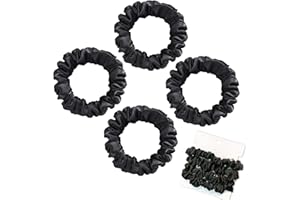 Olakin Coletero de Seda para Pelo [4PCS], para el Cabello Scrunchies Velvet Elástico Bandas, Elástico Gomas de Pelo Para Mujeres Niñas Accesorios, Scrunchies para moños trenzas(Negro)