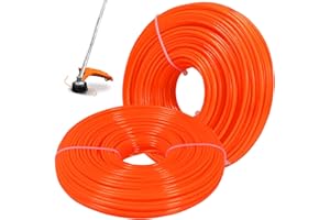 TENN WELL 2,4 mm Nylon Mähfaden, 100 m Runde Trimmerfaden Starkes Motorsense Faden für Gartenschneider Rasentrimmer(Orange)
