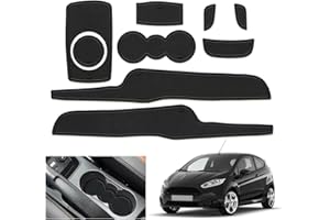 GAFAT F0rd Fiesta ST MK7 2008-2014 Tappetini Antiscivolo In Gomma per Console Centrale, Portabevande, Scatola di Immagazzinaggio, Tappetini con Cucitura della Porta [Non per 2015+ / MK 8 ] (Nero)