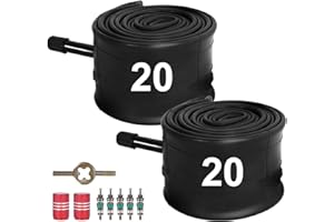 RUTU Tubes de vélo de 20 Pouces, Chambre à air de vélo très résistante Compatible avec 20 x 1.75/1.95/2.0/2.125/2.25/2.30/2.35/2.40 Chambres à air (2 Pack)