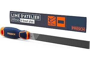 Presch Lime d'atelier plate 200mm avec taille en croix H2 - Taille triple pour limer les pièces à angle droit en métal et en bois - Lime plate de qualité supérieure