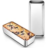 Joyfair Set of 2 Stainless Steel Rectangular Loaf Pans, 12.3 inch, 3 inch deep, for bread, cake, toast, healthy and non-toxic