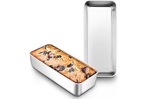 Joyfair Forma do pieczenia chleba, zestaw 2 sztuk, 31,2 cm, ze stali nierdzewnej, duża forma do pieczenia, głębokość 7,5 cm, prostokątna, do chleba, ciasta/tostów, zdrowa i nietoksyczna, łatwa do