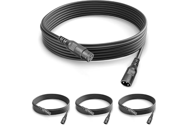 wecan 4 Pièces Câbles DMX 3m Signal Connecteur Lumière de Scène XLR Mâle à Femelle de 3 Broches pour tous les projecteurs à tête mobile LED Par Light