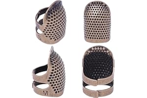 ‎J.CARP J.CARP 4 Pieces Metal Copper Thimble Sewing Finger Protector Adjustable Finger Guard Thimble Sewing Quilting Craft Accessories for DIY Sewing Tools (2 Sizes, S/M)