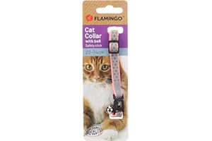 Flamingo Collier Réfléchissant Minx Rose Saumon avec Clochette pour Chat | Taille réglable 20-34cm