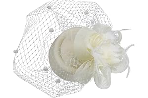 COSFAN Bandeau de Plumes pour Femmes des années 50, Barrette en Maille pour Visage avec Plumes, Accessoires de Cheveux pour Cocktail, thé, Mascarade