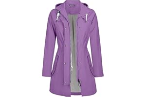 EnduaReve Regenjacke Damen Lang Wasserdicht Atmungsaktiv Regenmantel Übergangsjacke Kapuze Outdoor Jacke