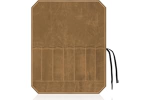 LOCKGO Chefs Knife Roll Bags 7 Slots , Waxed Canvas Waterproof Large Capacity Professional Knives Storage Bag with Wrapping Strap, Multi-Function Roll Bags Suitable for Chefs Cooks Hiking Camping, Khaki