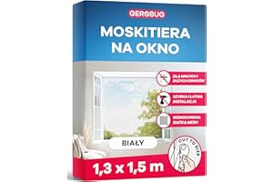 GEROBUG Moskitiera na okno bez wiercenia, moskitiera na okno, moskitiera na okno, moskitiera na okno, moskitiera na okno, moskitiera na okno, 130 x 150 cm, 1 sztuka, biała