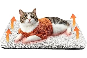 Abnaok Self Warming Cat Bed - Self Heating Dog Mat, Soft & Fluffy, Noiseless Thermal Pet Pad for Indoor & Outdoor Pets, Removable Cover, Non-Slip Bottom (50x40x3cm)