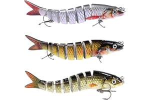 Swavitie 3 Pezzi Esche Artificiali Spinning Mare lago Multi-jointed Swimbaits Esche Spinning Affondanti Esca Finta Bionica Esche da Pesca per la Spigola Siluro Trote Luccio Tonni Black Bass