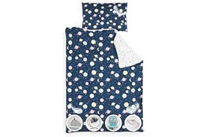 sleepwise Kinderbettwäsche 100x135 | Babybettwäsche Set für Kinder mit 1 Kissenbezug 40x60 cm | extraweiche Mikrofaser Kinder Bettwäsche Set für Mädchen und Junge mit Reißverschluss | Planeten
